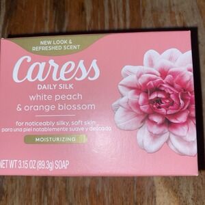 Caress Daily Silk Bar Soap 3.15 oz White Peach & Orange Blossom Lot of 3 Bars